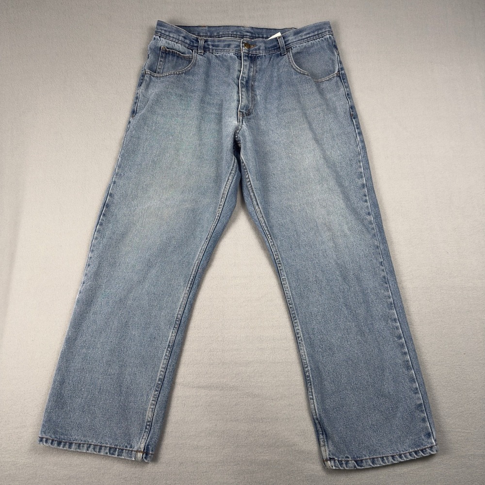 KEY Men's Jeans Straight Leg Blue Denim Pants Size 36x30 (35x28 Fit) Workwear